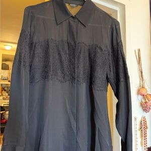 Worth • Black Lace Panel Sheer Blouse | Sexy